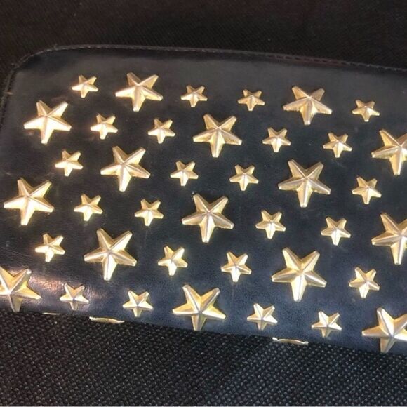 JIMMY CHOO Filipa Blue Leather and Studded Stars Continental Zip Wallet - Picture 9 of 13